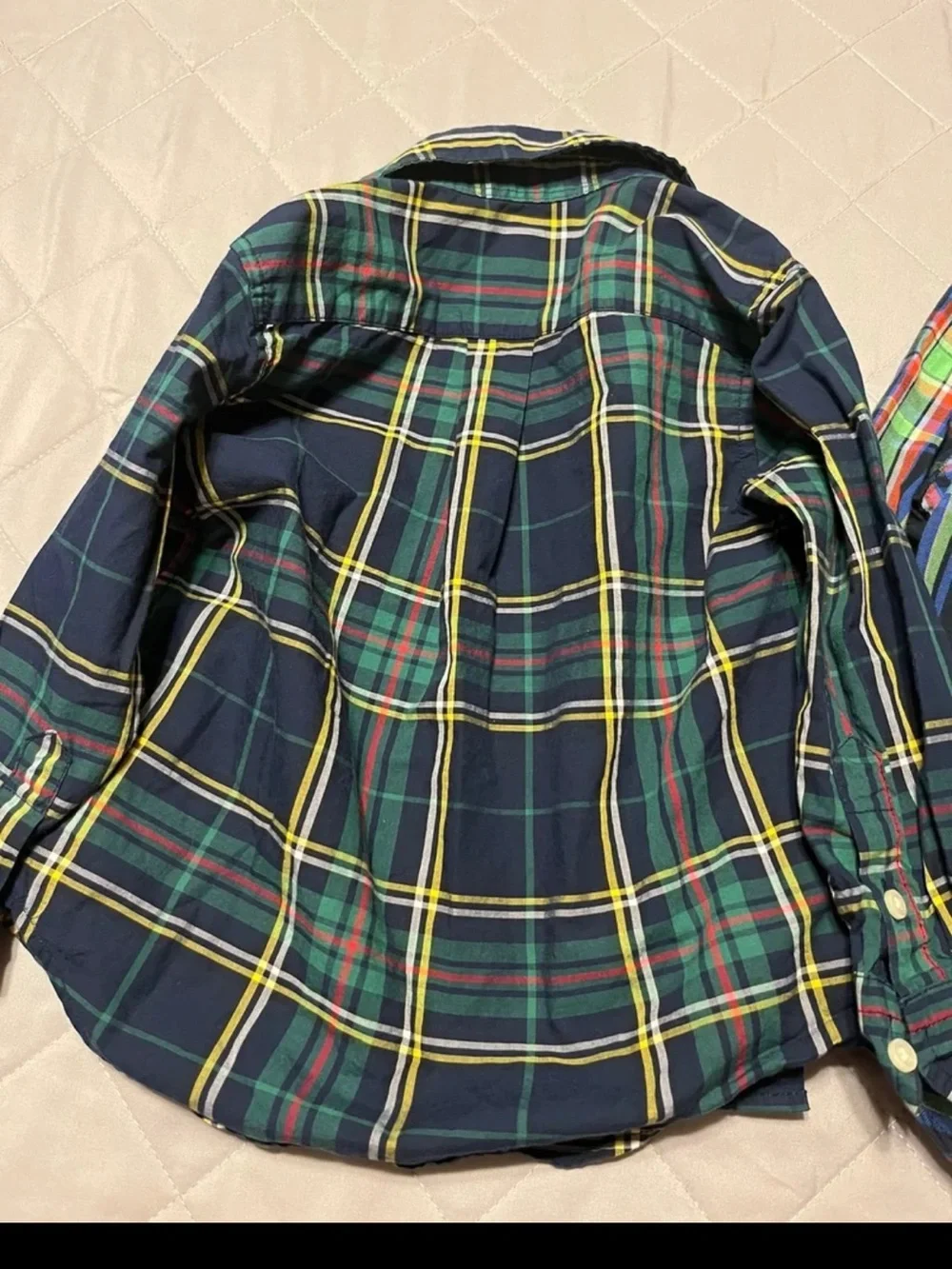 Ralph Lauren Navy and Green Plaid Button-Down Shirt Set Size 2T